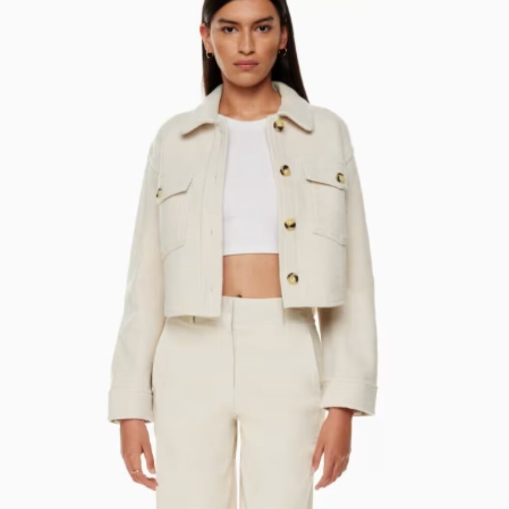 Wilfred Free Aritzia The Ganna Cropped Shirt Jacket in Heather Bone sz S